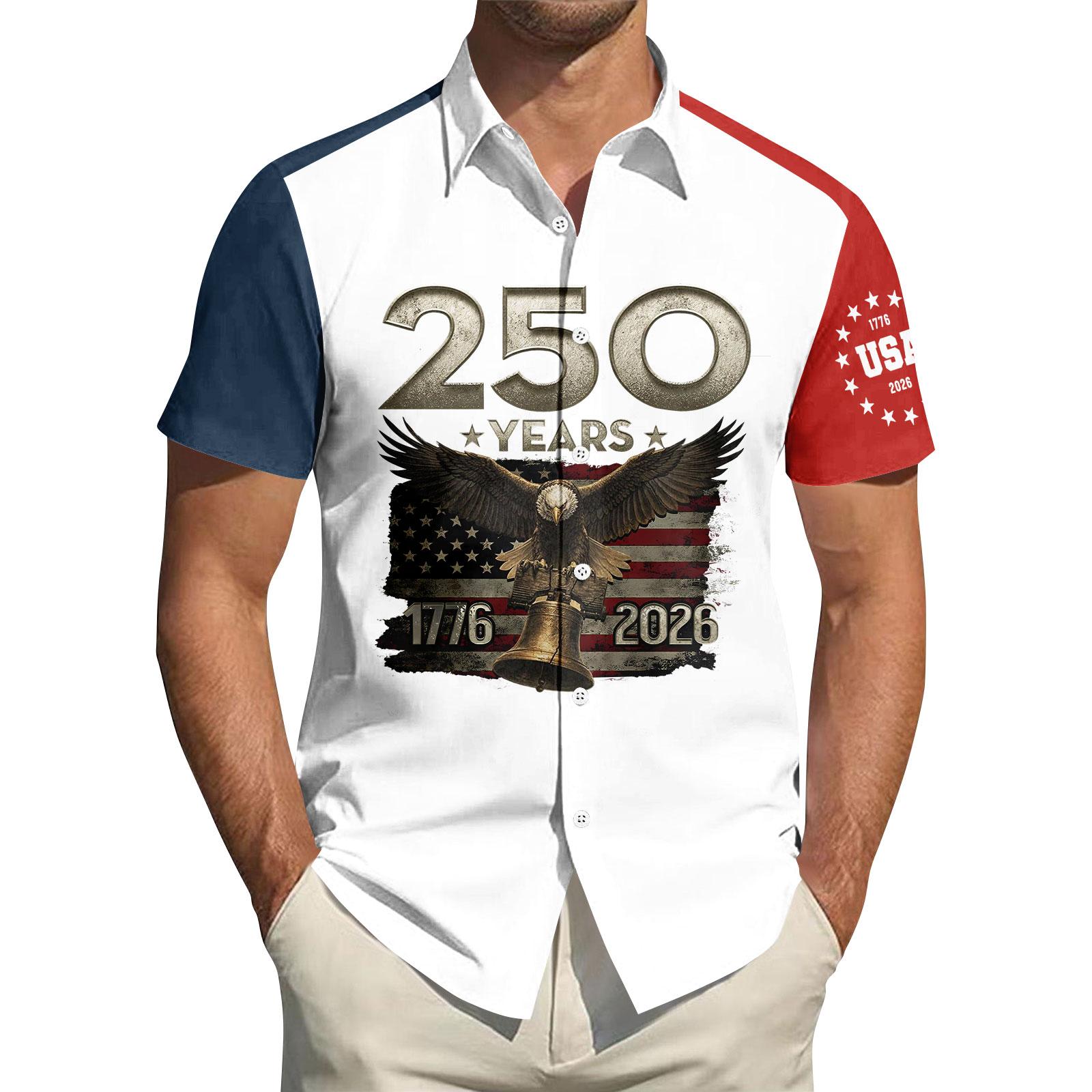 

Men s Casual Short Sleeve Button Down Shirt Patriotic Graphic Print Lightweight Breathable Fabric Summer Top XL білий