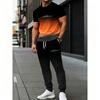 Men's summer short-sleeved and long pants casual two-piece set, sporty loose with pockets