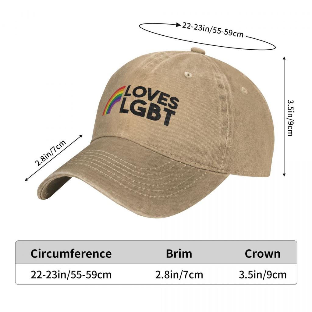 LOVES LGBT Baseball Cap Vintage Distressed Denim Pride Gay Rainbow Harajuku Snapback Hat Workouts Unstructured Soft Hats Cap