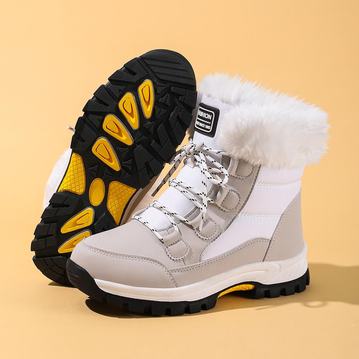 

TUINANLE Winter Shoes for Women Long Plush Snow Boots Woman Platform Ankle Boots Warm Cotton Couples Shoes 41 бежевый