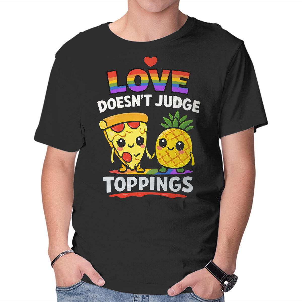 Unisex Crew Neck T-Shirt Love Doesn t Judge Topping Graphic Short Sleeve Casual Tee XL