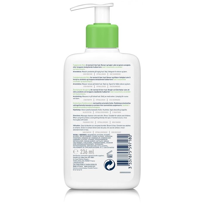 Feuchtigkeitsspendende Waschlotion - CERAVE - 236ml - Hyaluronsäure - 3 essenzielle Ceramide - Nicht komedogen