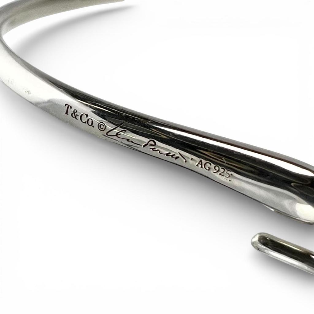 Great TIFFANY&Co. Pierce Open Heart Hoop Pierce Silver AG925 Women Used