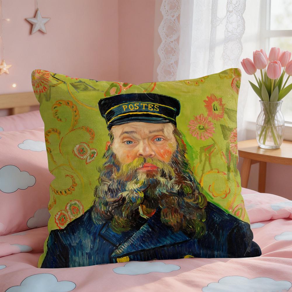 Van Gogh Original Print Cushion Cover Square Short Plush Pillow Case Living Room Sofa Home Decor Funda X