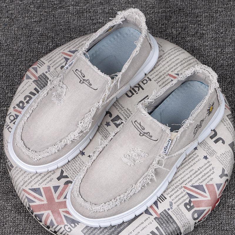 Men's Casual Canvas Shoes Breathable Slip on Loafers Men's Boat Shoes