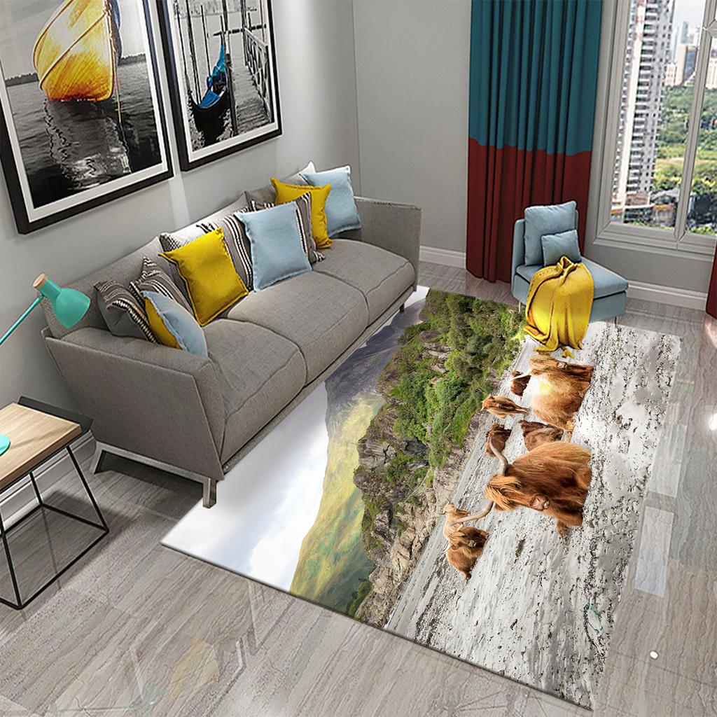 Yoga Mat Bedroom Living Room Decorative Door Mat Cute Cow Rug Farm Animal Rectangular Rug