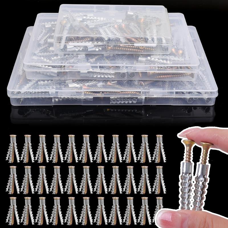 Self Tapping Screws Drilling Plug Wall Anchor Kit Fixing Expansion Drywall Steel Screw Fastener Woodworking Accessories with Box