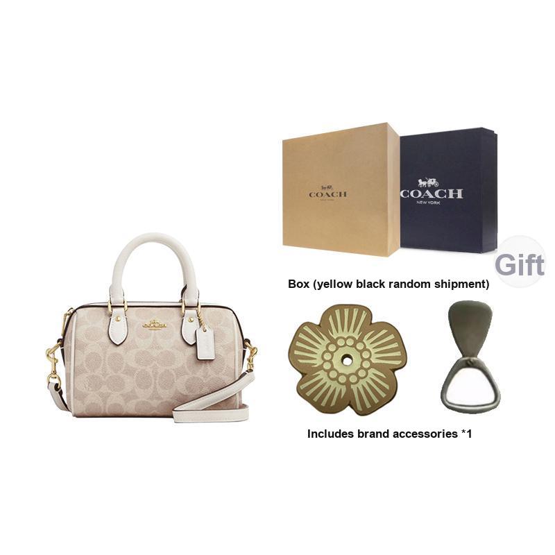 Coach Rowan 18 Klassischer Print Reißverschluss Synthetikleder Schulter Crossbody Handtasche Kleine Damenhandtaschen Vanille-Weiß CW329-IMXDM