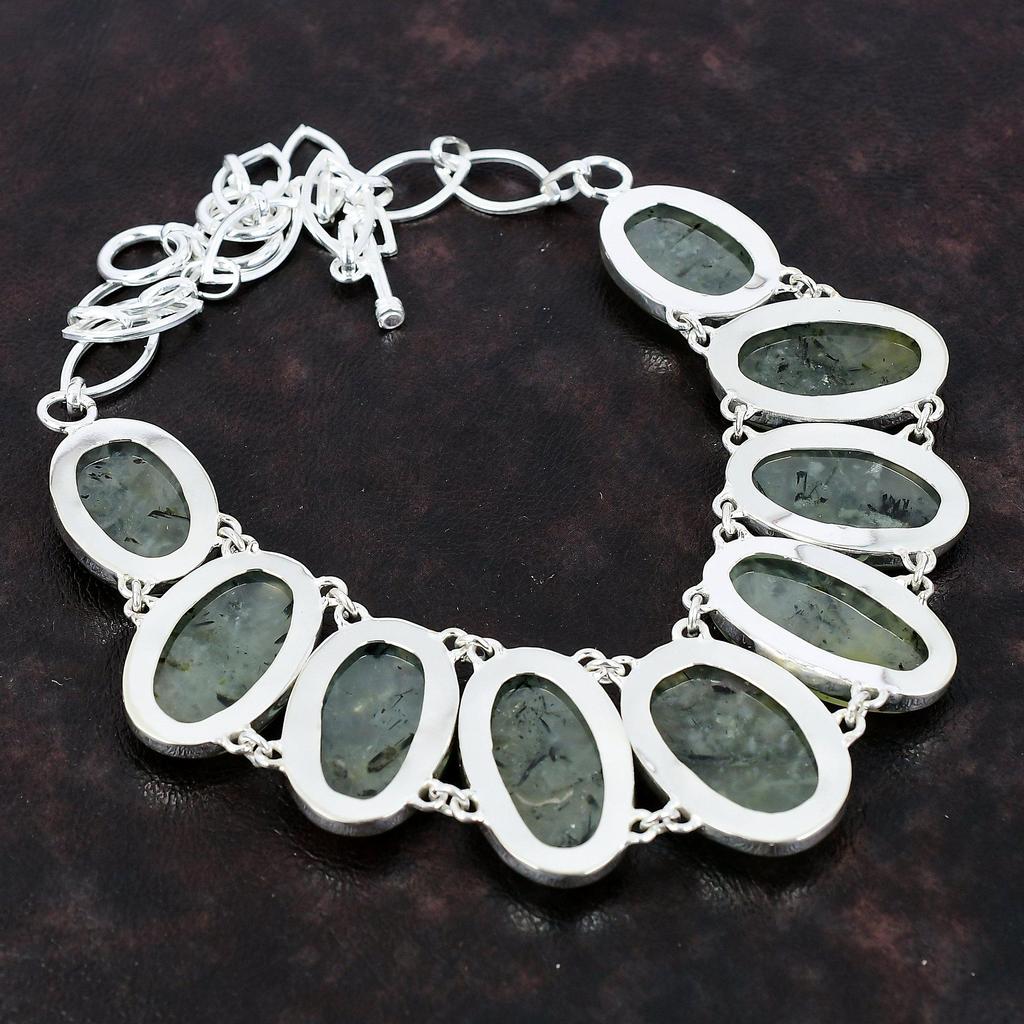 Moss Prehnite Necklace Original Gemstone Jewelry 925 Sterling Silver Necklace Adjustable Chain Necklace Handmade Boho Necklace Gift For Girl