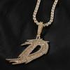 Copper Micro Pave Zircon Baguette Thorn Single Letter Pendant Necklace,Minimal Hip Hop Choker,Trendy Street Bling Clavicle Chain Jewelry for Men Women