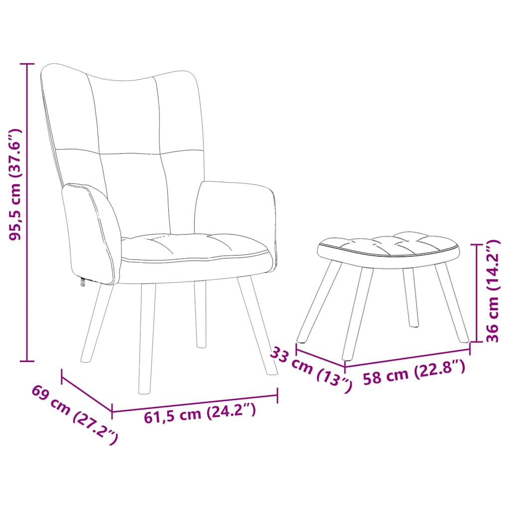 Relaxation Armchair with Footstool Taupe Fabric
