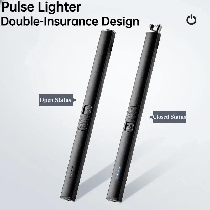 Personalized Arc Pulse Lighter 360 ° Windproof Cigarette Lighter USB Charging Candle Gas Stove Ignition Smoking Accessories