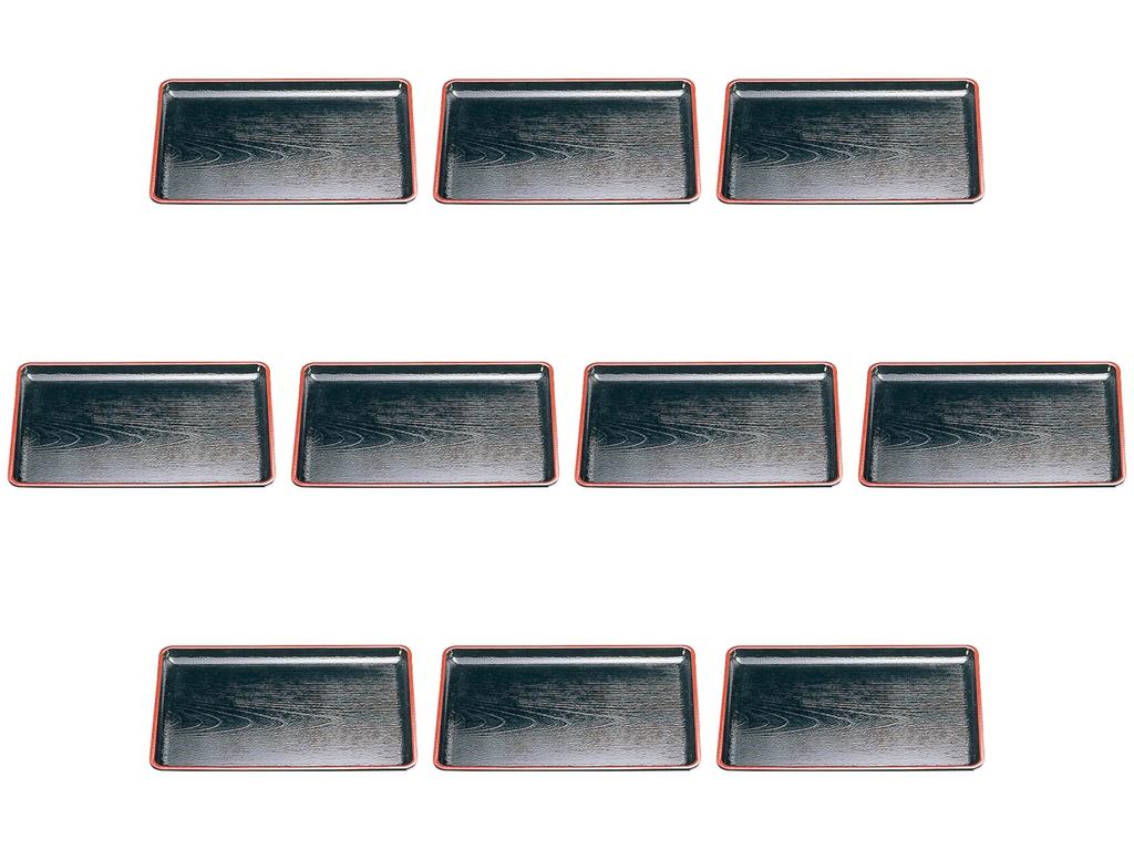 Set of 10 Keyaki Kaiseki Tray Black and Red SL New 2 x 29 x Tray ABS Resin Setomonohonpo [A] [37 1.8 cm] Non-Slip