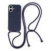 Case for iPhone 17 - Silicone, Dark Blue, With Lanyard