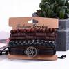 Herren Lederarmband, Öko-Leder Set, Set aus 4 Stück, Lebensbaum, Vintage