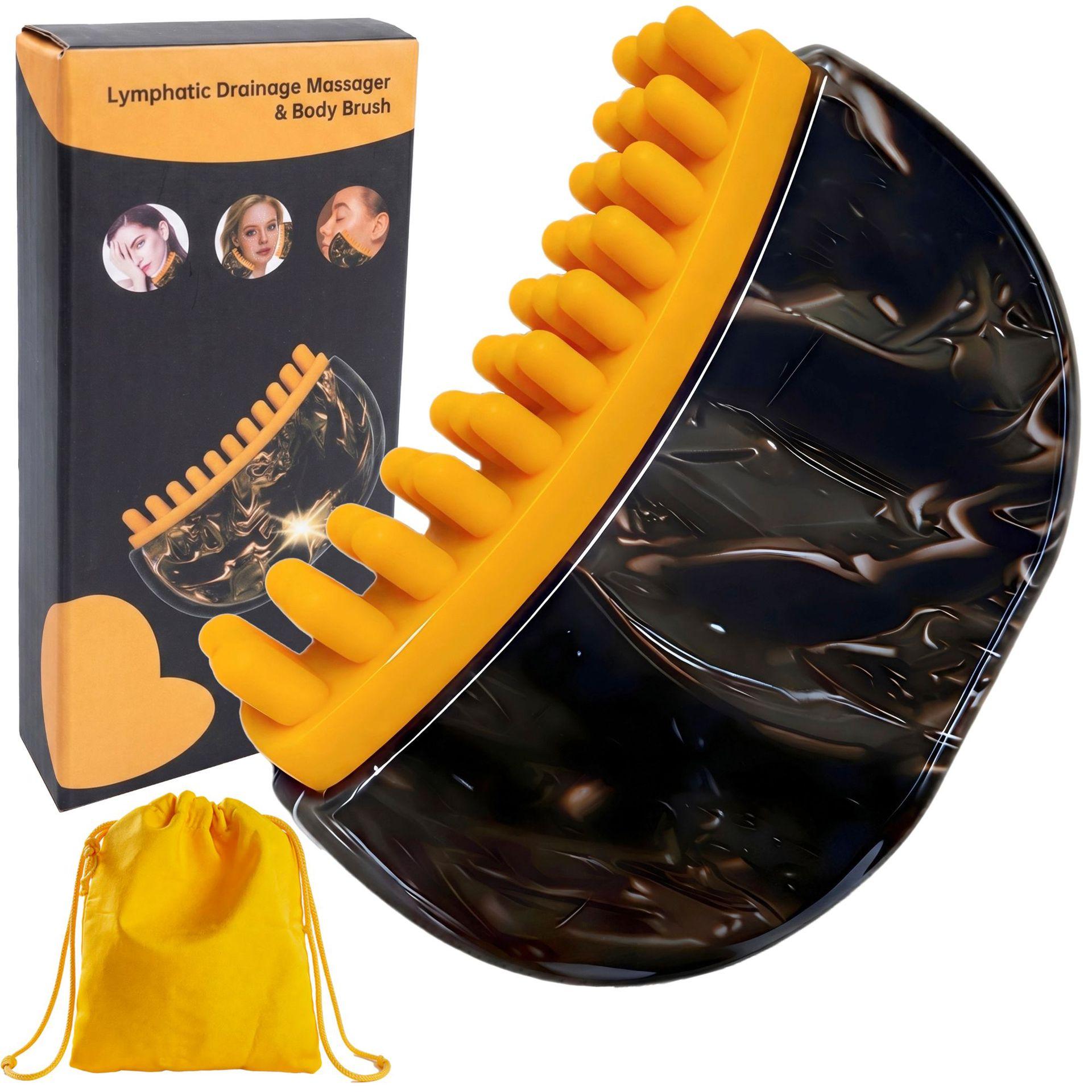 Lymphatic Contour Massage Brush Gua Sha Massager Tool for Face Jaw Neck Back Arm Wet & Dry Use