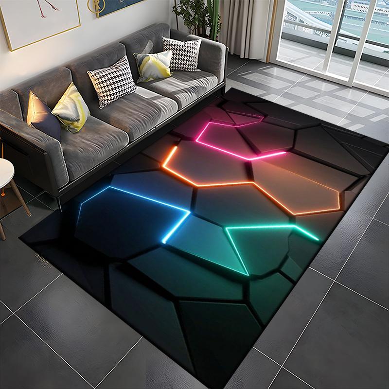 3D Abstrakter Spiegel Geometrische Illusion Großer Bereich Teppich Teppich für Zuhause für Wohnzimmer Schlafzimmer Sofa Dekor Boden Kinder Spielmatte Geschenk