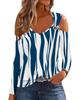 Women Casual Summer Floral Print Long Sleeve U Neck Blouse Fashion Shirts