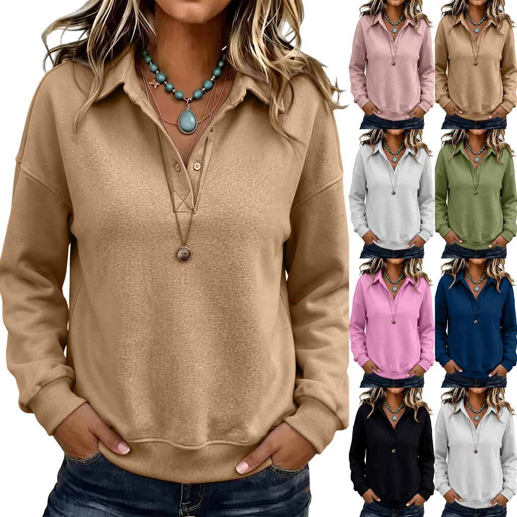Sudadera de punto informal para mujer con manga larga y botones en la parte delantera