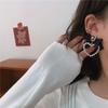 Women Cute Fashion Black Bowknot Square Crystal Zircon Drop Earrings Elegant Pearl Heart Creative Gifts Accessories Decor