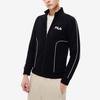 FILA Letter Embroidery Fashion Casual Small Stand Collar Knitted Long Sleeve Fleece Jacket Men Jacket Black F11M249503FBK