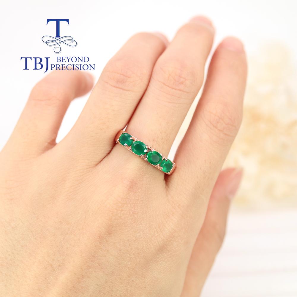 925 Sterling silver rosé guld smyckesset naturlig grön agat oval 4*5 mm ringörhängen Smyckesset Modedesign fina smycken för kvinnor