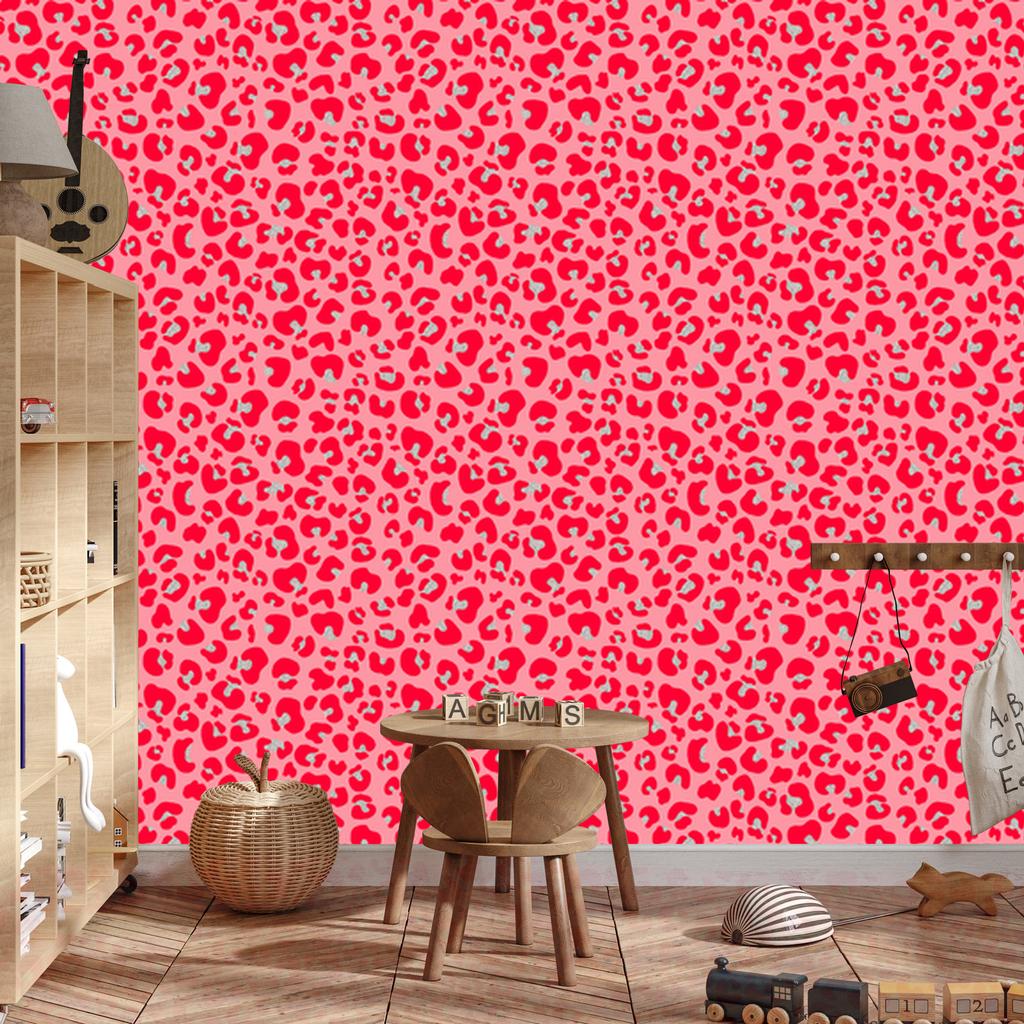 Red Animal Skin Wallpaper Coral and Pink for Living Room and Bedroom 50x1000