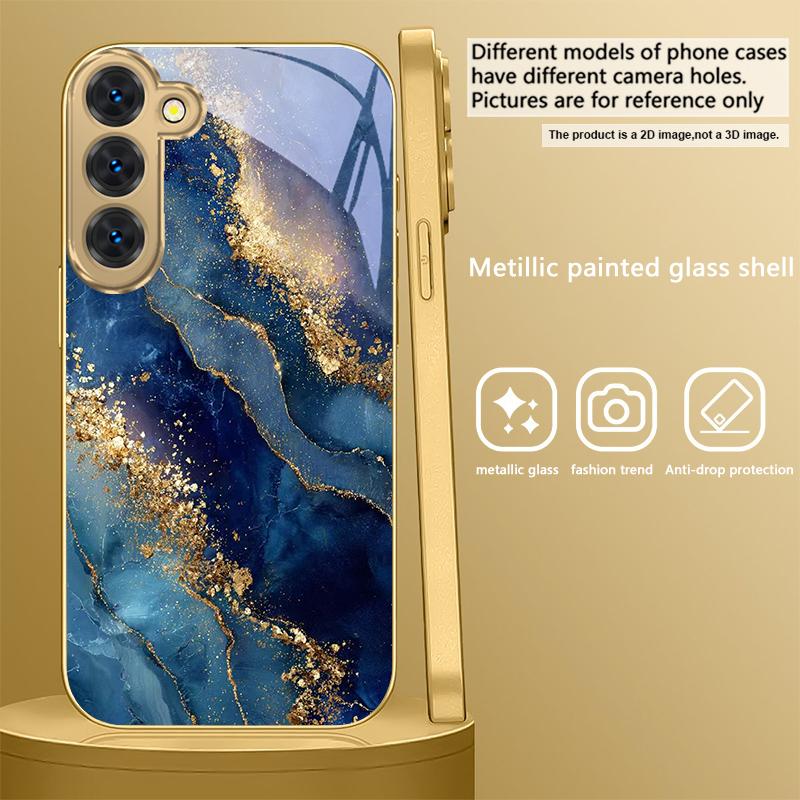 

Golden lines and spots For Samsung Galaxy S26 S20 FE S21 S22 S23 Plus S24 Ultra S25 Ultra S21 S25+ S22FE Golden glass phone case Galaxy S9+