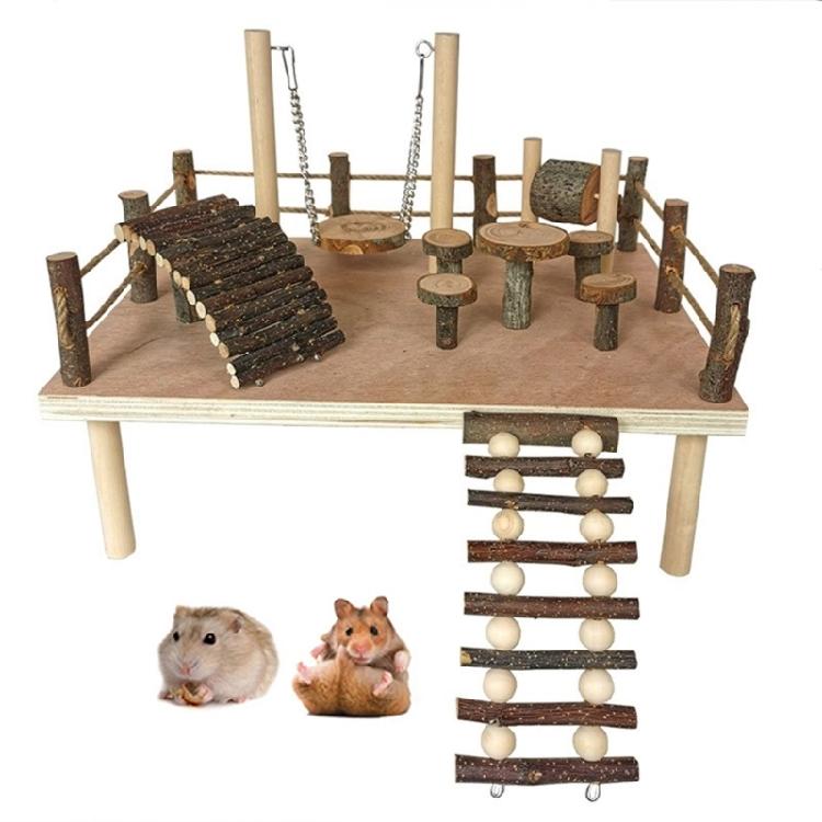 Wood Stackable Hamster Toy Combo Offering Versatility Exploration Possibilities