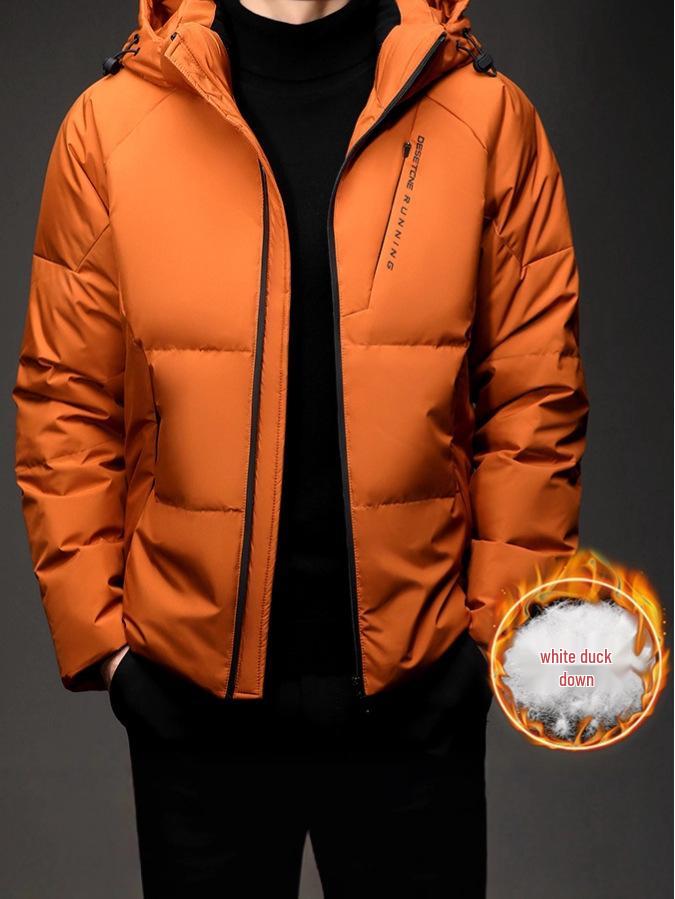 Men's Winter Hooded Down Jacket - Fashionable, Casual, Warm, Thick Windbreaker with White Duck Down Filling