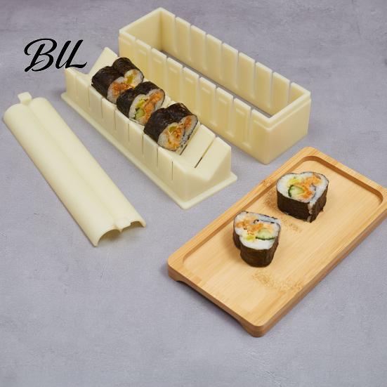 Heart Shaped Sushi Maker Press Molds Roll for Beginners Compact Mold Set with Square Round Shapes Easy DIY Making Kit Quick Meals Mess-free