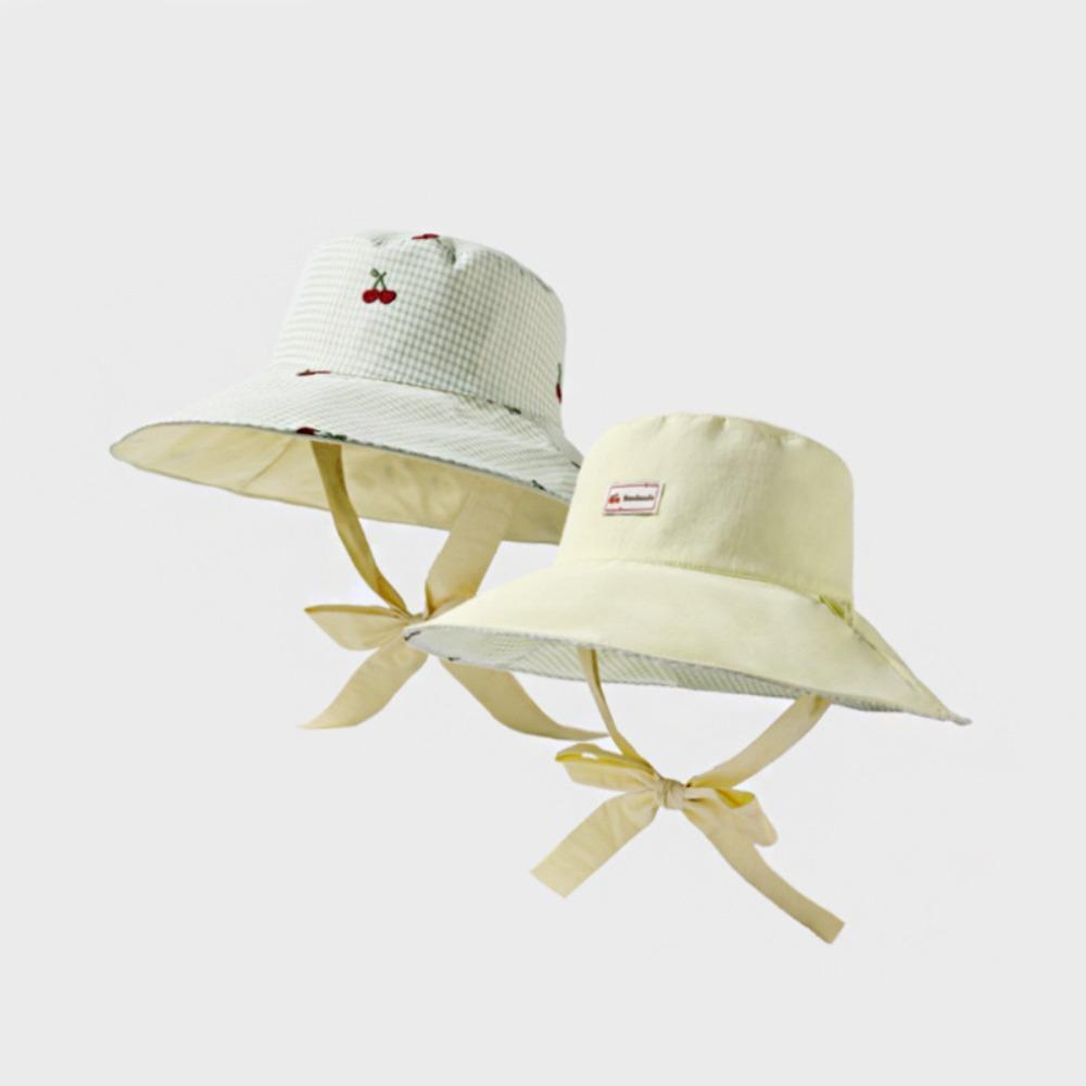 Lace Summer Sun Hat Ribbon Embroidered Cherry Bucket Hat Fashion Sunscreen Visor Cap  Travel