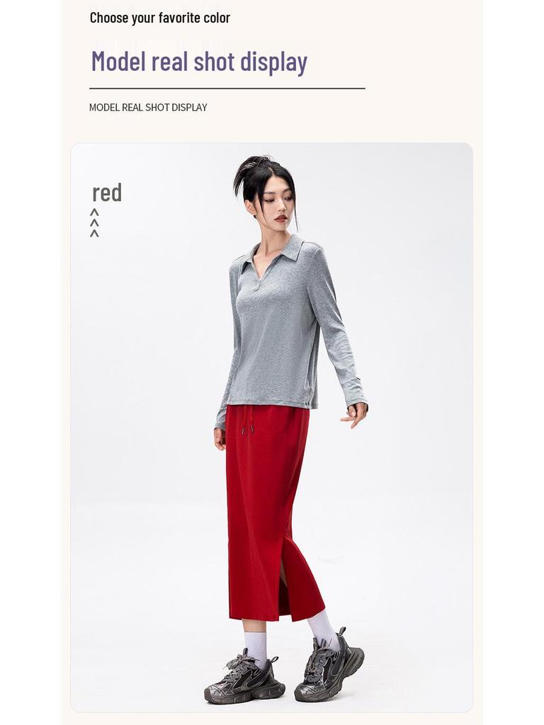 Lulu Style Damen Midi Bleistiftrock mit Kordelzug: Luftig, Lässig, Sportlich mit Seitenschlitzen & Taschen.