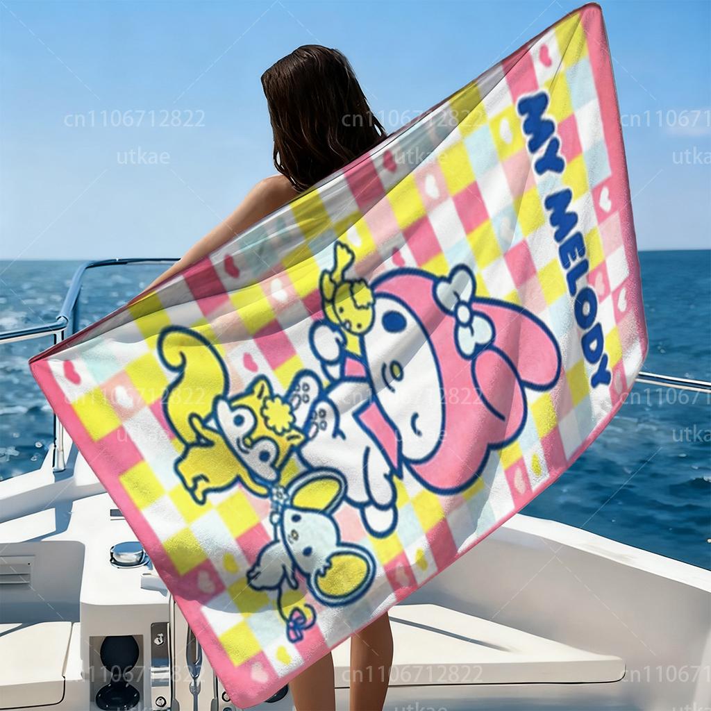 My Melody Microfiber Beach Towel Absorbent Quick Dry Ultra Soft Bath Towel for Beach Swim Bath Kids Adults