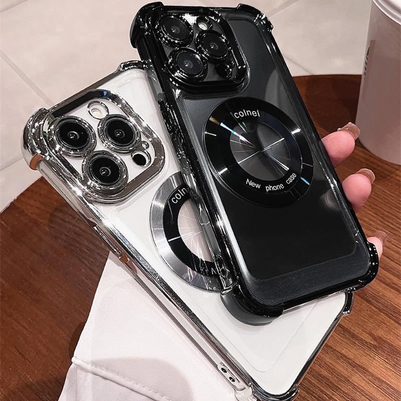 Luxury Plating Transparent Magsafe Magnetic Case For iPhone 11 12 13 14 15 16 Pro Max Plus Wireless Charging Shockproof Cove