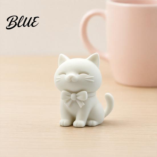 One-piece Molded Cat Bow Collectible Printed Sitting Statue Figure 3D Figurine with Non-discoloring Ornament Cute Kitten Sculpture Tabletop