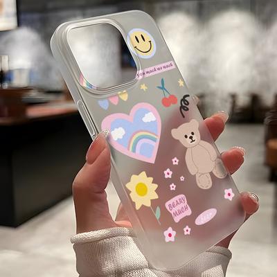 Mobile Phone Cases for iPhone 11 13 15 Pro Max 12 14 Pro Max Case iPhone 16 15 Plus 13 Pro 12 Frosted Texture Painted Cartoon Flowers