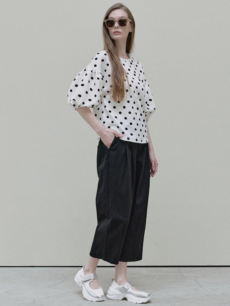 Avang Crop Cotton Banding Pants - Black