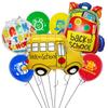 School Season Arrangement Balloon Set Back To School Decoration Schoolbag Pencil School Bus Modeling Classroom Decoration Photo