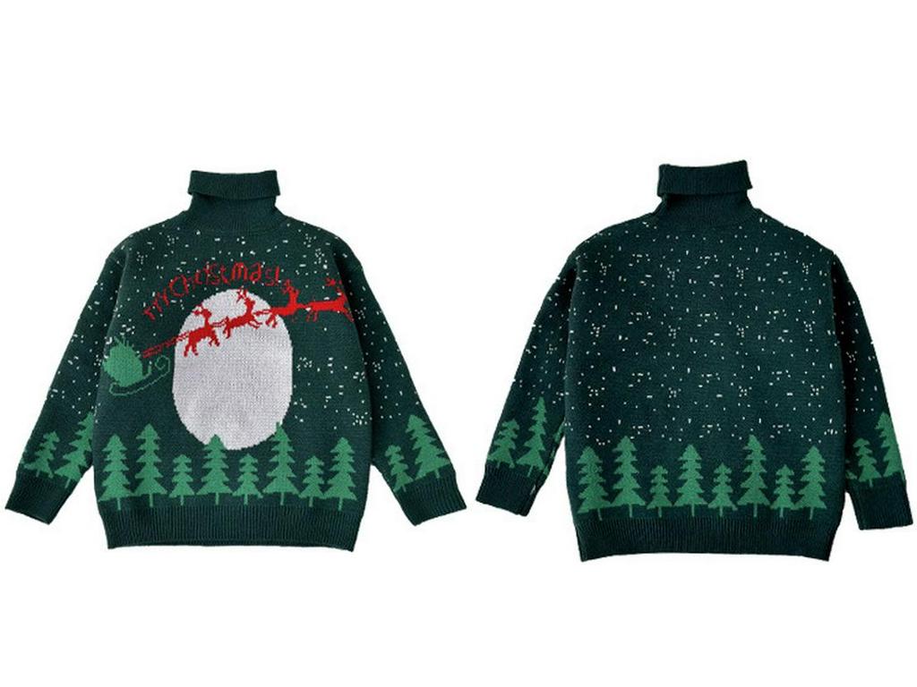 2025 Winter Kinder Roter Rollkragenpullover - Trendiger Weihnachtsstil für Jungen und Mädchen
