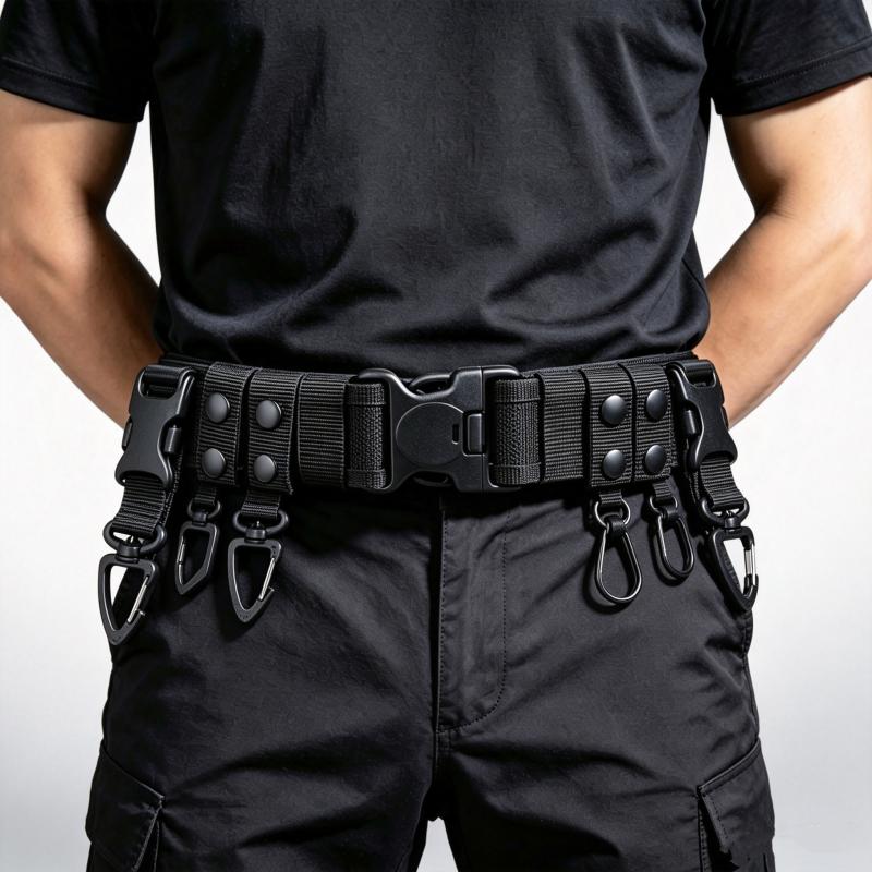 Adjustable Military Tactical Belt for Men, Wear Resistant Nylon Webbing Belt with Double Lock Safety Buckle, Outdoor Camping Hun