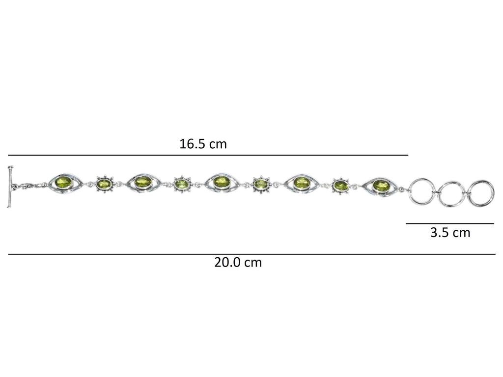 Bracciale in Peridoto Naturale: Gioielli in Argento Sterling 925 con Pietre Verdi