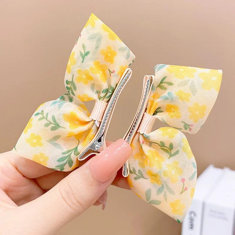 2PCS New Princess Gradient Color Bow Lovely Girls Hairpins Children Headwear Hairgrip Hair Clips Barrettes Hair Accessories