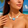 Bohemia Style Polymer Clay Sea Shell Necklace Flowers Pendant Hand-woven Choker Multi-color Rope Jewelry Accessory Vacation