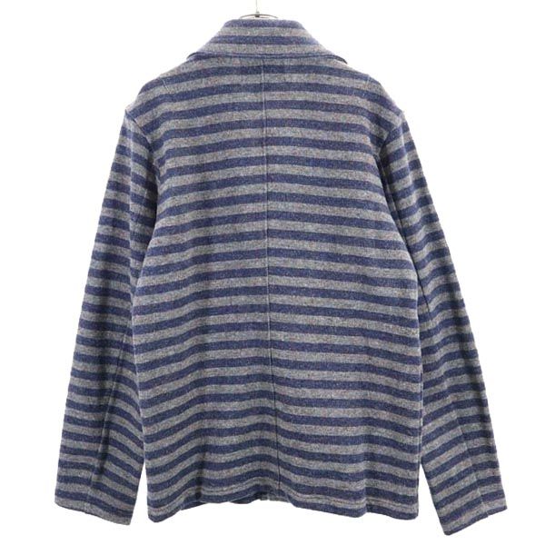 Jackman Made In Japan Wool Blend Border Pattern Jacket M Navy X Gray Men's Used