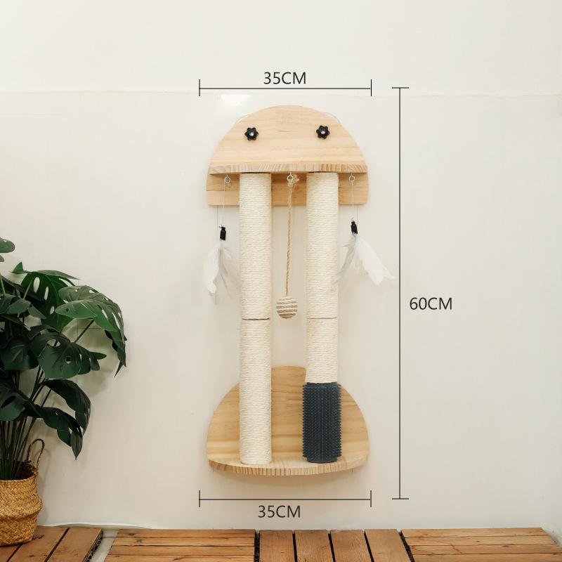 

Маленьке котяче дерево з масиву дерева з сизалевою дряпалкою, іграшкою для самостійної гри та дошкою для заточування кігтів. Solid Wood Material