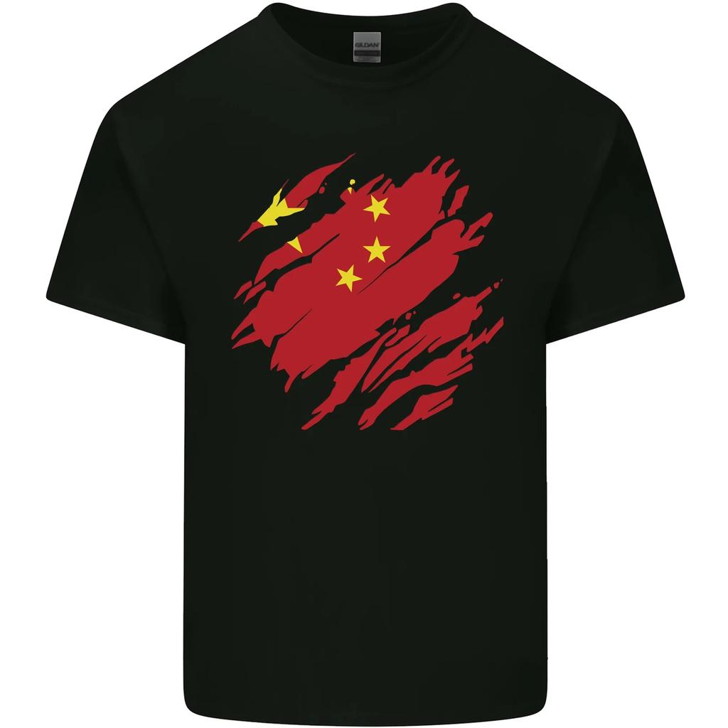 Torn China Flag Chinese Day Football Kids T-Shirt Childrens