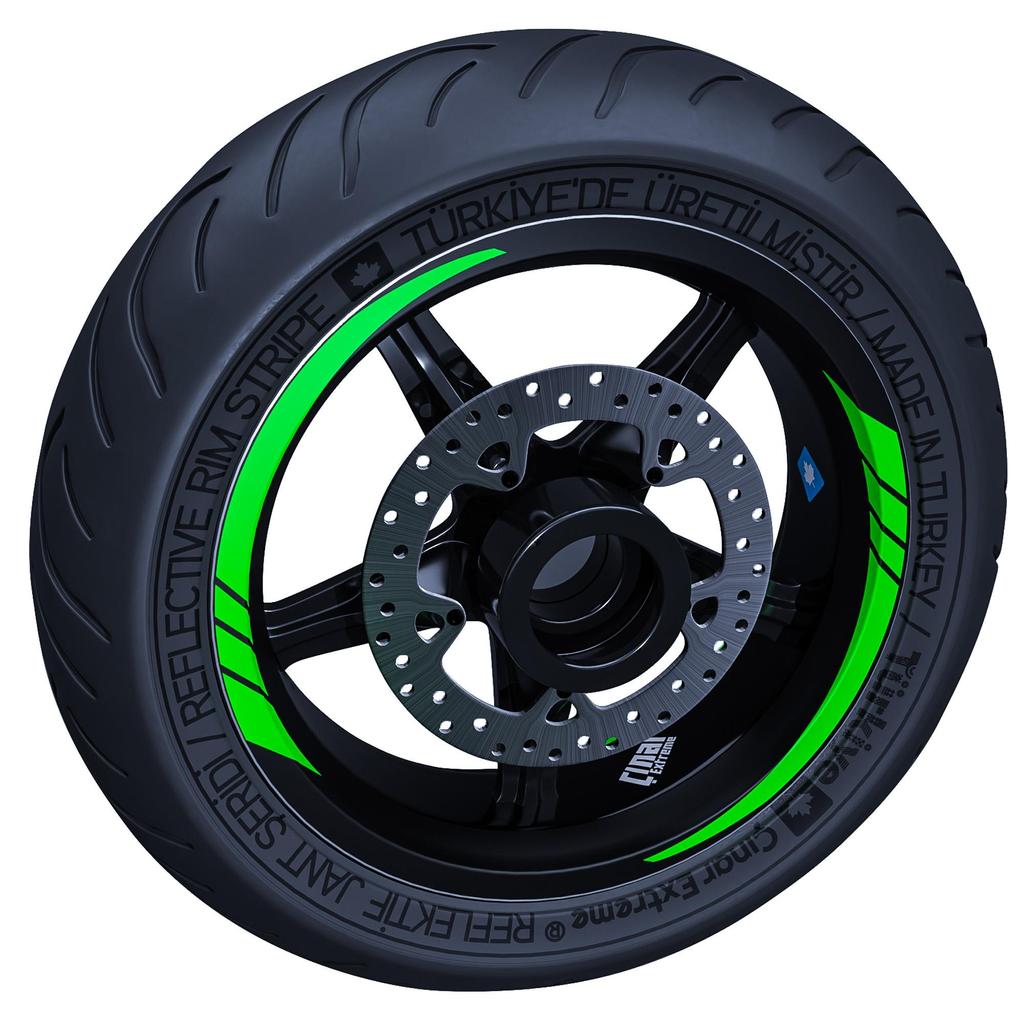 Fluorescent Green Moto GP Style Inner Rim Tape Wheel Stripes Decals Sticker CinarExtreme