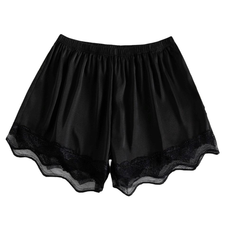 2Pcs Thin Home Pants Breathable Satin Shorts Cool Lace Safety Pants Homewear