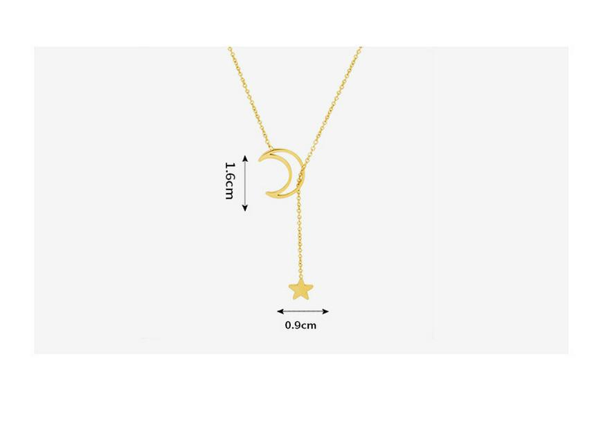 Star Moon Mini Pendant Necklace - European & American Ins Style In Stainless Steel & Titanium Clavicle Chain P315